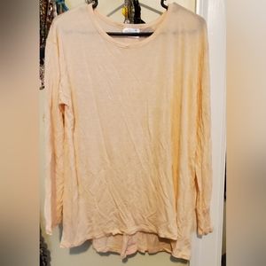 Hanes t shirt 3/4 sleeve  Lace strip on back peach xl